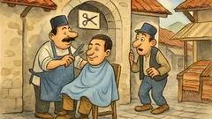 Vic: Mujo šiša mušteriju, Haso pita za šišanje